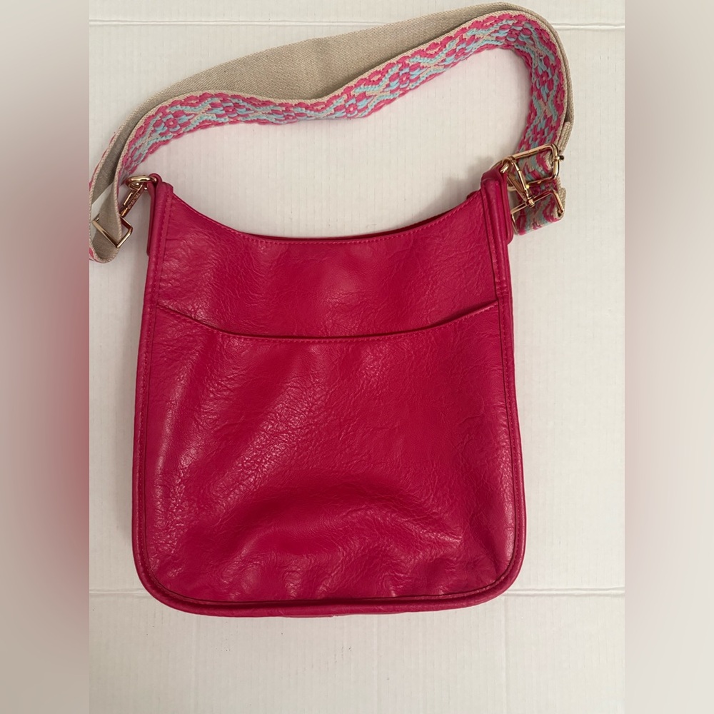 Ah-dorned Vibrant Pink Vegan Leather hobo Bag